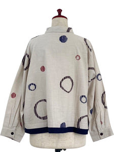 Layered Jacket - Multi Textile Ring Print - Light Grey