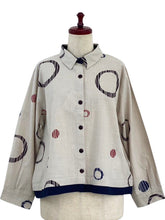 Layered Jacket - Multi Textile Ring Print - Light Grey