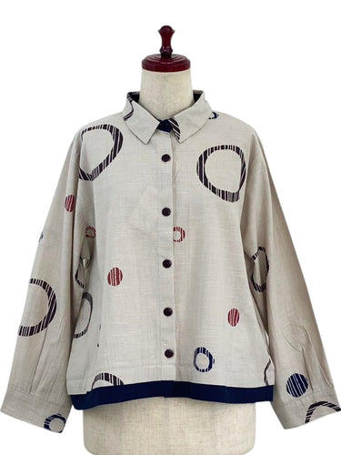 Layered Jacket - Multi Textile Ring Print - Light Grey