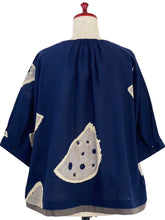 Layered Hem Pullover - Melon Print - Dark Blue