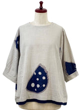Layered Hem Pullover - Melon Print - Light Grey