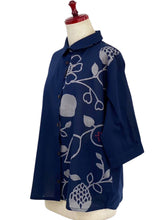 Panel Jacket - Fruits Vine Print - Dark Blue