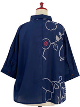 Panel Jacket - Fruits Vine Print - Dark Blue