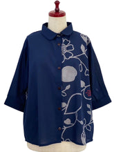 Panel Jacket - Fruits Vine Print - Dark Blue