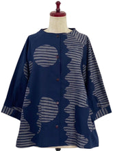 A-Line Jacket - Striped Eclipse Print - Dark Blue