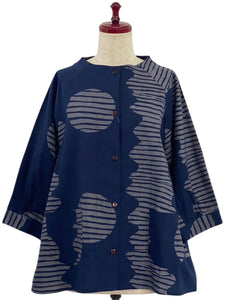 A-Line Jacket - Striped Eclipse Print - Dark Blue