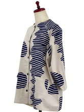 A-Line Jacket - Striped Eclipse Print - Light Grey