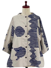 A-Line Jacket - Striped Eclipse Print - Light Grey