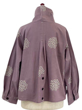Stand Collar Tuck Jacket - Kasumi Flower Print - Light Purple