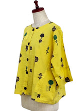 Simple Crop Jacket - Flowers Print - Mustard