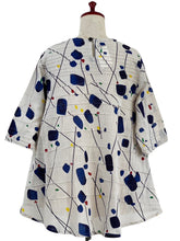 Pintuck Pullover - Abstract Print - Light Grey