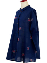 Pintuck Jacket - Textile Orbs Print - Dark Blue