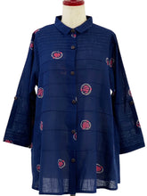 Pintuck Jacket - Textile Orbs Print - Dark Blue