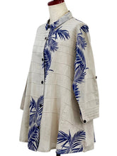 Pintuck Jacket - Palm Frond Print - Light Grey
