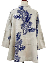 Pintuck Jacket - Palm Frond Print - Light Grey