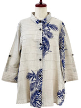Pintuck Jacket - Palm Frond Print - Light Grey