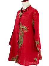Pintuck Jacket - Palm Frond Print - Red
