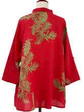Pintuck Jacket - Palm Frond Print - Red