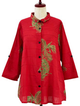 Pintuck Jacket - Palm Frond Print - Red