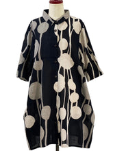 Button Front Tunic - Bead Strands Print - Black