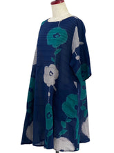 Pintuck Tunic - Blossom Print - Dark Blue
