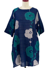Pintuck Tunic - Blossom Print - Dark Blue
