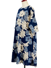 Simple Dress - Floral Print - Dark Blue
