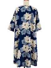 Simple Dress - Floral Print - Dark Blue