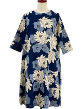 Simple Dress - Floral Print - Dark Blue