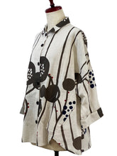 A-Line Jacket - Abstract Floral Print - Light Grey