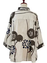 A-Line Jacket - Abstract Floral Print - Light Grey