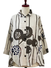 A-Line Jacket - Abstract Floral Print - Light Grey