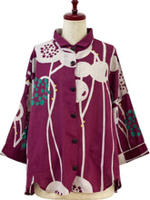 A-Line Jacket - Abstract Floral Print - Purple