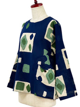 Circle Pocket Pullover - Retro Geometric Print - Dark Blue
