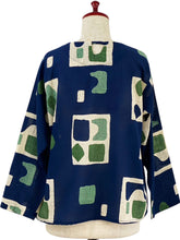 Circle Pocket Pullover - Retro Geometric Print - Dark Blue