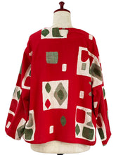 Circle Pocket Pullover - Retro Geometric Print - Red