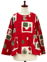 Circle Pocket Pullover - Retro Geometric Print - Red
