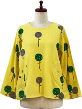 Circle Pocket Pullover - Dandelion Print - Mustard