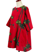 Gathered Neck Tunic - Tsutsugaki Print - Red