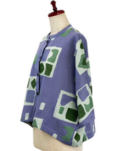 Crop Jacket - Retro Geometric Print - Purple