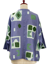 Crop Jacket - Retro Geometric Print - Purple
