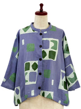 Crop Jacket - Retro Geometric Print - Purple