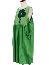 Panel Pleated Jumper - Solid/Blossom Print - Green