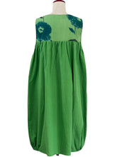 Panel Pleated Jumper - Solid/Blossom Print - Green