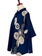 Slit Back Panel Jacket - Solid/Kiku Pop Print - Dark Blue