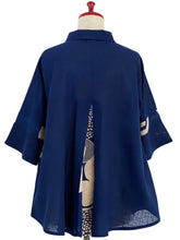 Slit Back Panel Jacket - Solid/Kiku Pop Print - Dark Blue