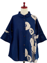 Slit Back Panel Jacket - Solid/Kiku Pop Print - Dark Blue