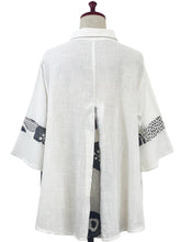 Slit Back Panel Jacket - Solid/Kiku Pop Print - Natural