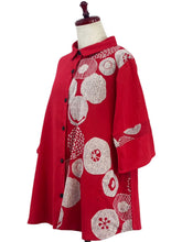 Slit Back Panel Jacket - Solid/Kiku Pop Print - Red