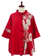 Slit Back Panel Jacket - Solid/Kiku Pop Print - Red